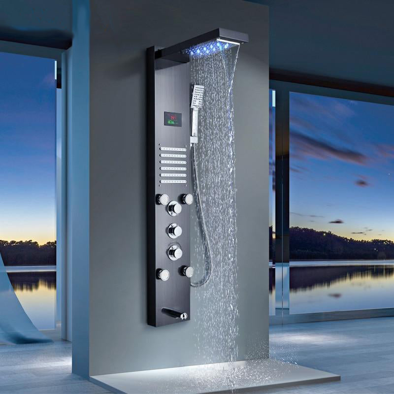 GAVORA Luxury LED Waterfall Shower Mixer Panel